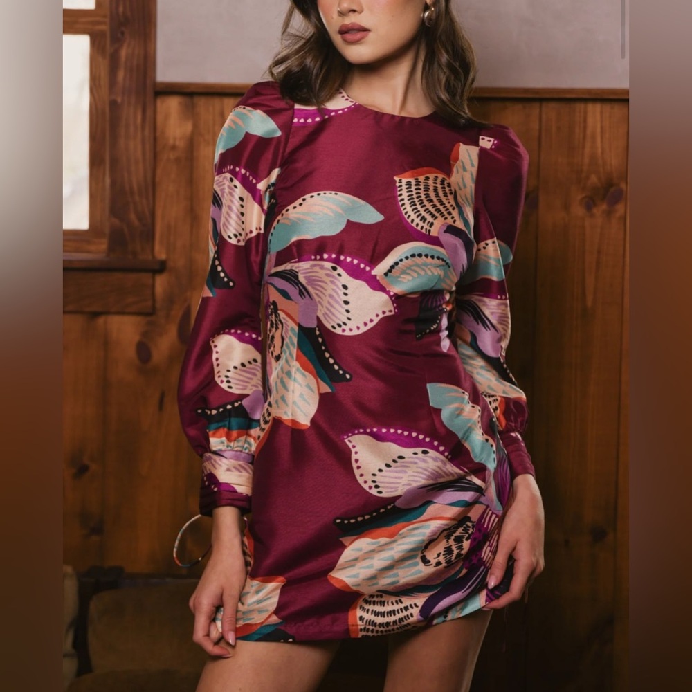 Hutch Floral Mini Dress - Burgundy and Multicolor NWT